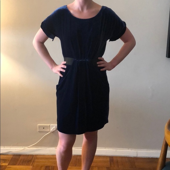 Velvet Dark Navy Dress - Picture 1 of 8